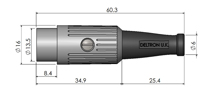 DIN connector Male 6-pin 240 ° with reducer Ø6mm